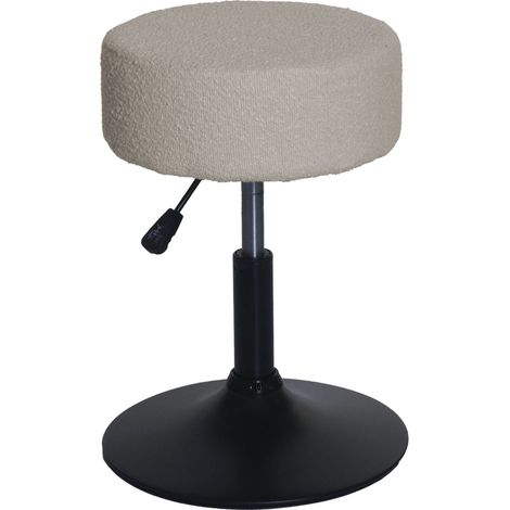 Taburete HHG-832, taburete de maquillaje, altura regulable giratorio Ø 37cm tejido bouclé (450g/m²) MVG, beige