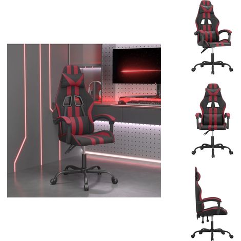 Chaise de jeu Noir et rouge bordeaux Similicuir - Chaise Gaming - Fauteuil Gamer - Chaise Bureau - Confortable - Ergonomique (1/5)