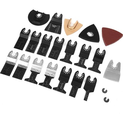 26 lames de scie oscillantes universelles en acier à haute teneur en carbone, outil multifonction pour la coupe et le polissage du bois, du plastique et du PVC.