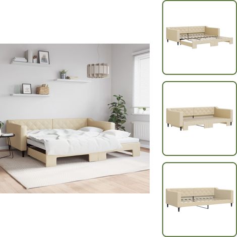 vidaXL Tagesbett Ausziehbar Creme 100x200 cm Stoff