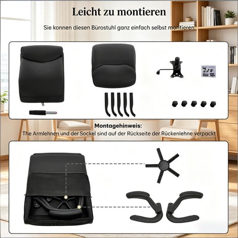 Fauteuil de bureau pivotant, chaise ergonomique design pour salon et bureau, assise confortable, dossier inclinable (fauteuil directionnel uniquement) (1/4)