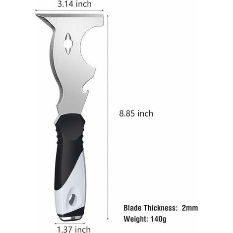 Grattoir multifonction 10-en-1, couteau de peintre, outil de décapage polyvalent pour bois, lame de raclage à enduit et peinture, accessoire professionnel (SKU 94079132) (1/4)