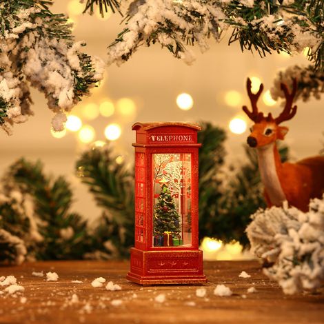 Lanterne boule à neige, cabine téléphonique, conçue comme décoration de Noël lumineuse pour bar KTV, décoration de sapin de Noël (1/5)