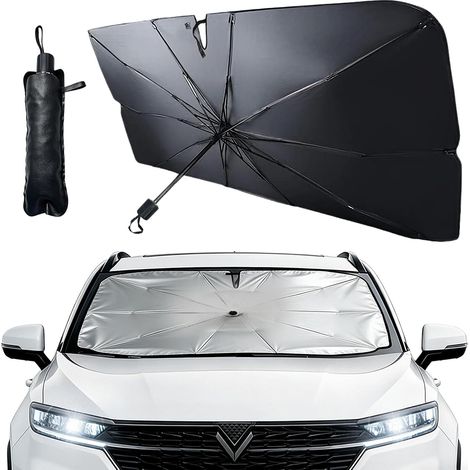 Parasol para Coche Parabrisas Delantero, 140 x 80 cm Parasol para Coche, Paraguas Plegable Anti-UV y anticalor, Parabrisas Plegable, protección Solar Universal para SUV, MPV y Coches