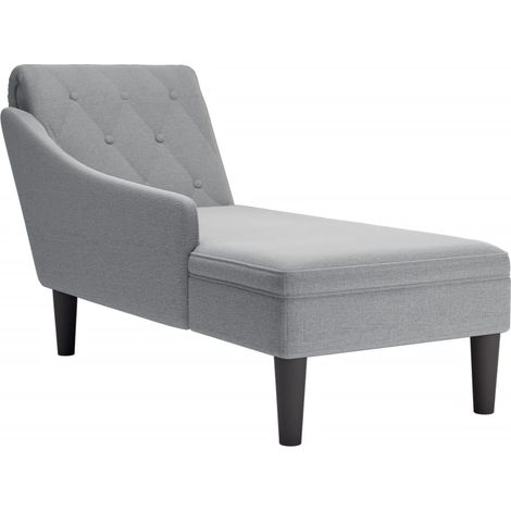 Méridienne chaise longue canapé pour intérieur avec coussin et accoudoir droit gris clair tissu gris DEC026255