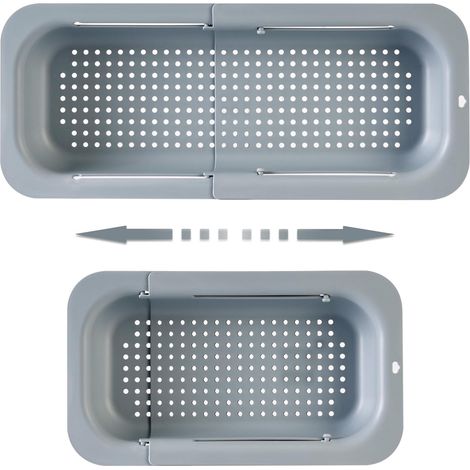 Égouttoir d'évier rétractable et pliable – Gris : Idéal pour laver les fruits et légumes, égoutter les pâtes et sécher la vaisselle, se fixe sur l'évier.