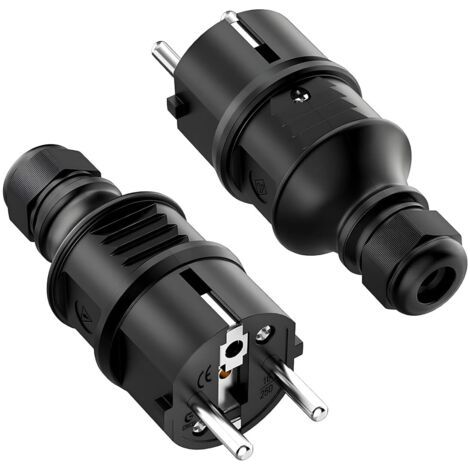 BUNTHAUS 2 Pièces Mâle Fiche 250V 16A, Fiche D'alimentation de Contact de Protection avec Anti torsion, Prise Electrique Male Secteur de Contre de Terre pour Câble Intérieur et Extérieur, (1/5)