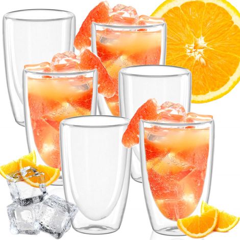 6x THERMOGLAS FÜR KAFFEE LATTE TEE MIT DOPPELBODEN 480ml GESCHENK (1/5)