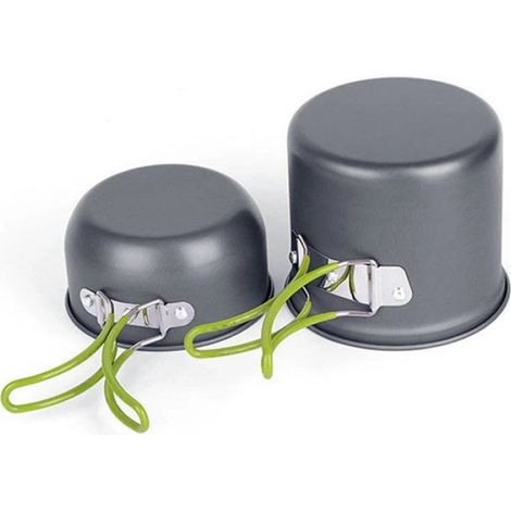 Ensemble de Casseroles de Camping D'Extérieur, en Aluminium Robuste, Portable, pour 1 à 2 Personnes, avec Réchaud Pliable (1/5)