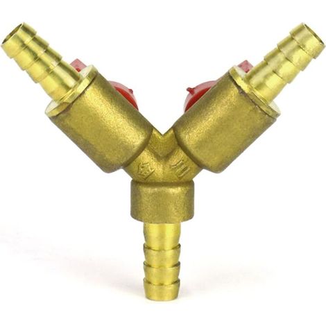 Connecteur de Tuyau 3 Voies séparateur, Alliage de Laiton et de Zinc, 8 mm Valve à Bille pour Eau, Huile et gaz pour arrosage de Jardin(1 pièce)