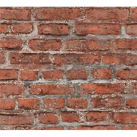 Empapelado aspecto piedra azulejos Profhome 361392 papel pintado no tejido liso con dibujo naturaleza mate rojo gris 5,33 m2