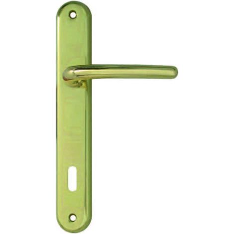Maniglia vega con placca in zama finitura ottone lucido - mm.90 foro normale - 2 pa