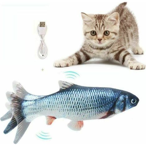 Chat Jouet Poisson,Jouet Poisson,Jouet Poisson Electronique Simulation En Mouvement Usb Rechargeable Avec Cataire (Appât Blanc D'Herbe) (1/5)