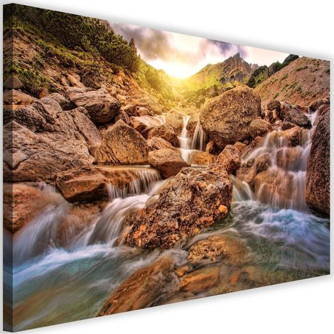Tableau sur toile Chute d'eau Montagne Pierre 60x40 (1/5)