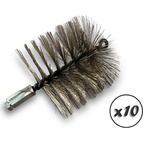 Lot de 10 Brosses à tube PRO INOX Ø 140 mm Raccord M12175 femelle Ame en acier torsadé Nettoyage brossage tube et canalisation Kibros 41SCI140x10
