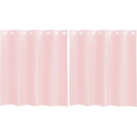 Voilage - 140 x 140 cm - Œillets Métalliques - Rose Clair - Lot de 2 (1/5)