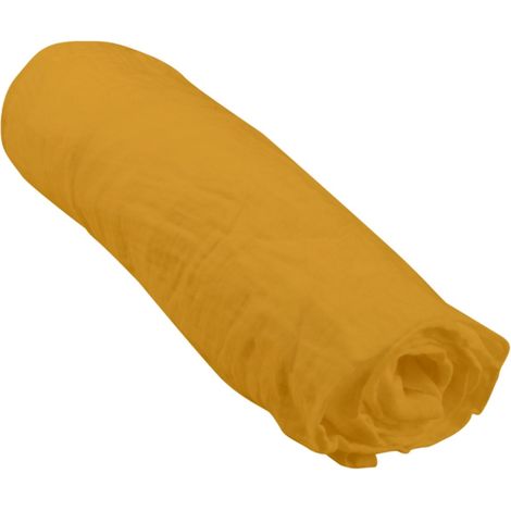 Drap-Housse Bébé 100% Gaze de Coton – Doux, Respirant et Facile à Entretenir - 140x70cm - jaune (1/4)