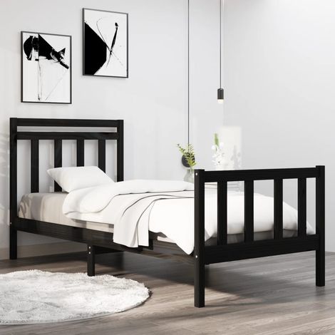 Giroletto in Legno Massello Nero 75x190 cm Small Single vidaXL (1/5)