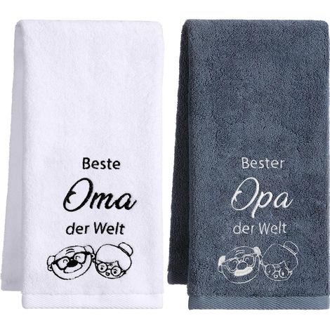 Cadeaux pour Grand-Mère et Grand-Père Serviettes Brodées 35 x 75 cm Cadeau pour Les Grands-Parents - Anniversaire, Fête des Mères, Noël, Fête des Pères (1/5)