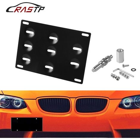 American-style car modification tow hook license plate frame, personalized eight-hole license plate holder with screw rod - aluminum alloy - license plate frame (without screw rod)
