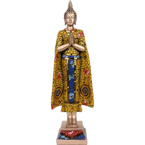 Signes Grimalt Buddha Buddha arancione Figura di Buddha - 43x13x9 cm Resina di alta qualità