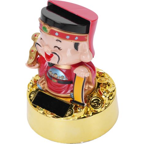 Figurine CAI Shen à énergie solaire, porte-bonheur, pour tableau de bord de voiture, décoration intérieure, statue CAI Shen Ouest (1/5)