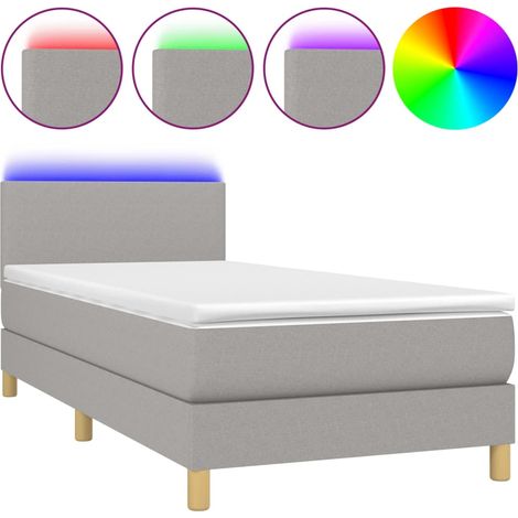 Maison Exclusive - Cama box spring colchón y luces LED tela gris (1/5)