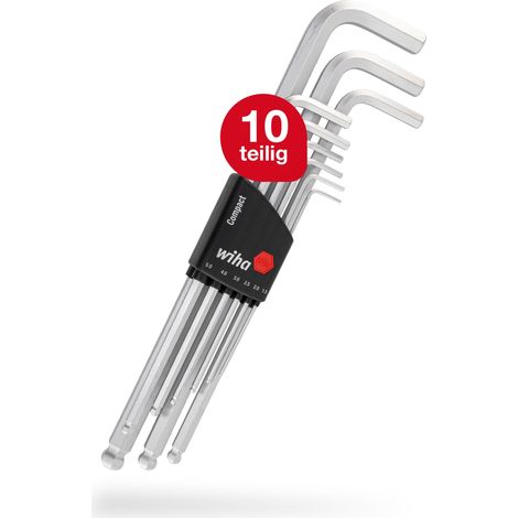 Wiha Innensechskant Schlüssel Satz 9-tlg (01418) I Stiftschlüssel Set mit Kugelkopf für Winkel bis zu 25 Grad I Sechskantschlüssel im Compact Halter (1/5)