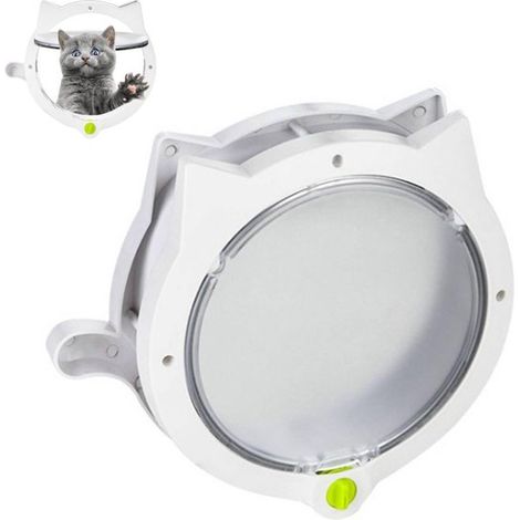 Barrière pour chat - Chatière avec tunnel et fermeture magnétique - 26 x 8,5 x 31 cm - Imperméable - Blanche (1/5)