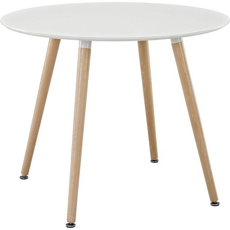 H.J WeDoo Ronde Table de Salle à Manger scandinave Diamètre 80cm Moderne Style Nordique en Bois, Blanc (1/5)