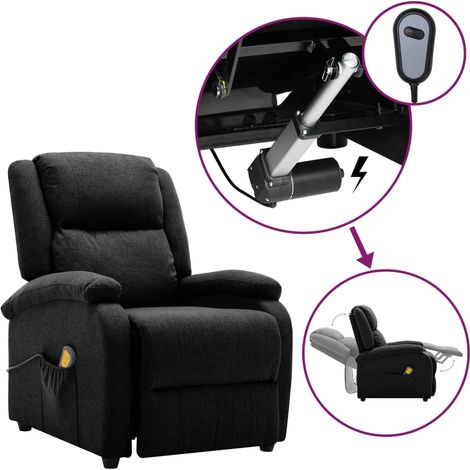 Fauteuil de massage inclinable électrique Noir Tissu 2 (1/5)
