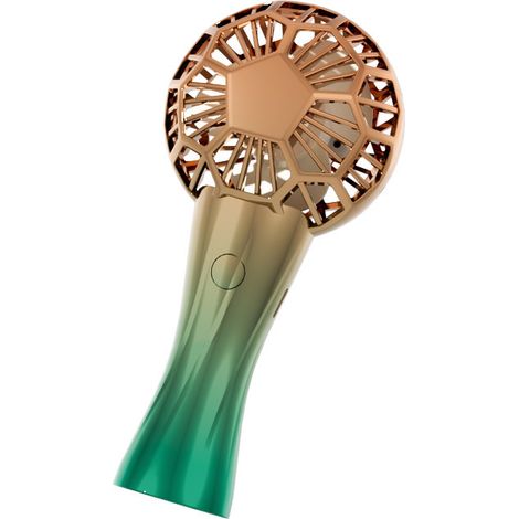 JSSEVN - 3 mini ventiladores de mano con forma de trofeo con degradado dorado y verde, recargables por USB, ventiladores personales para refrescarse, ideales para viajar. (1/5)