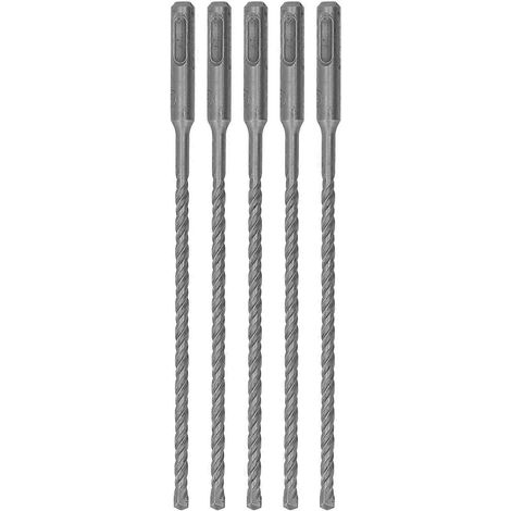 5-teiliges Set Schlagbohrer mit Hartmetallspitze, 2-schneidige Spiralbohrer für Ziegel und Beton, 210