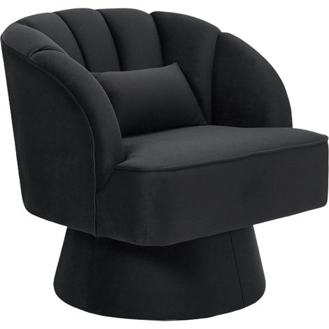 Fauteuil Pivotant 360° - Accoudoirs - Souple - Noir - 70D×70W×70H cm (1/5)