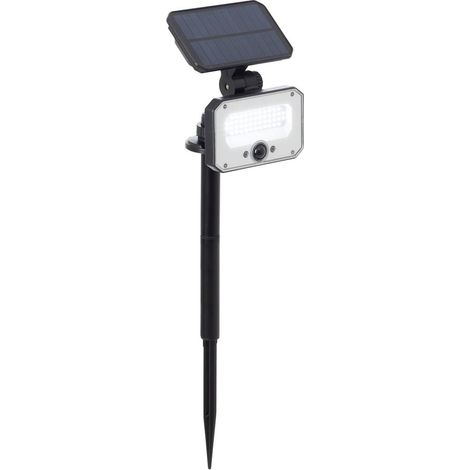 Spot extérieur a piquer - BRILLIANT - JOPLIN - LED et solaire - Détecteur - Plastique et verre - 4 W - Noir (1/5)