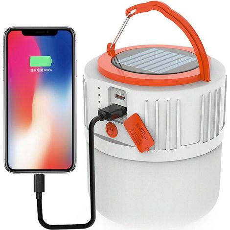 Lampe de secours solaire LED, ampoule rechargeable USB, éclairage de marché nocturne, portable, camping, économie d'énergie, 42 LED-AquaForge