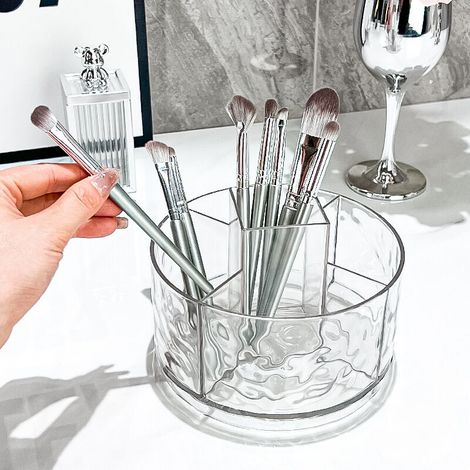 Water ripple rotating storage box Glacier compartment makeup storage pen holder desktop lipstick ornaments rack (1/5)