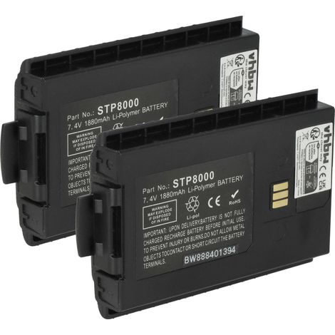 vhbw 2x Batterie remplacement pour Sepura 300-01852, 300-01853 pour radio talkie-walkie (1880mAh, 7,4V, Li-polymère)