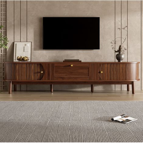 Mueble de TV 170/39,5/38 cm color nogal con cajón y puertas correderas (1/5)