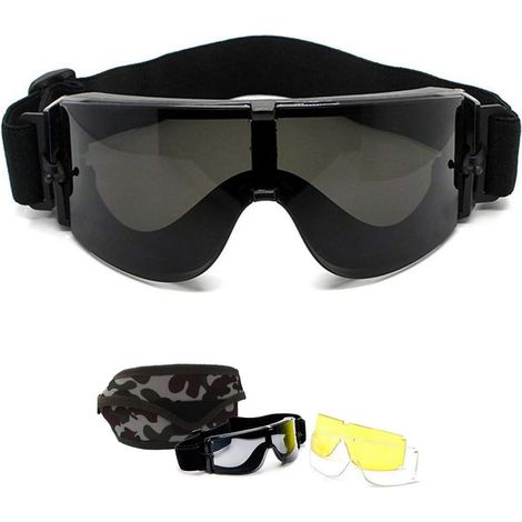 Lunettes De Protection Ballistiques - Verres Interchangeables Polycarbonate - Pour Airsoft Paintball Tir Sportif Extérieur - 3 Verres + Étui Camouflage (1/5)