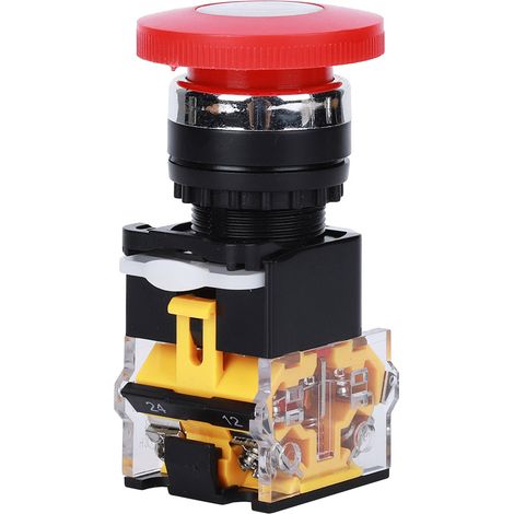 Bouton d'arrêt d'urgence 3 pièces, interrupteur poussoir industriel, plastique technique, 440V 10A, diamètre 22mm, accessoire de machine-outil. (1/5)