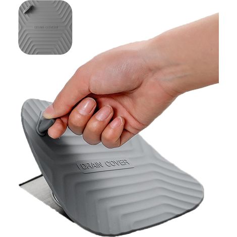 Bouchon de Vidange de Douche - Couvercle de Drain Carré en Silicone pour Salle de Bain et Cuisine, Bouchon Évier Universel, Anti-Odeur Gris 1 Pièce (1/5)