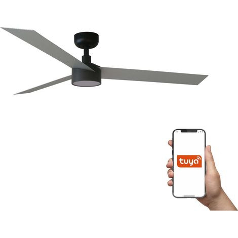 Faro Cruiser Grand ventilateur de plafond 3 pales noir mat, aluminium, avec éclairage 2700 - 4000 - 6500 K, système intelligent Tuya (1/4)