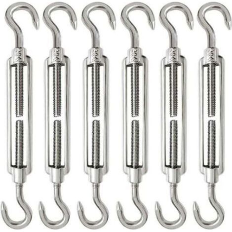6 Pieces Cable Tensioner M6 Cable Tensioner Stainless Steel 304 Adjustable Turnbuckle Hook and Hook for Wire Tensioner Steel Cable Rope Hook Tensioner (1/5)
