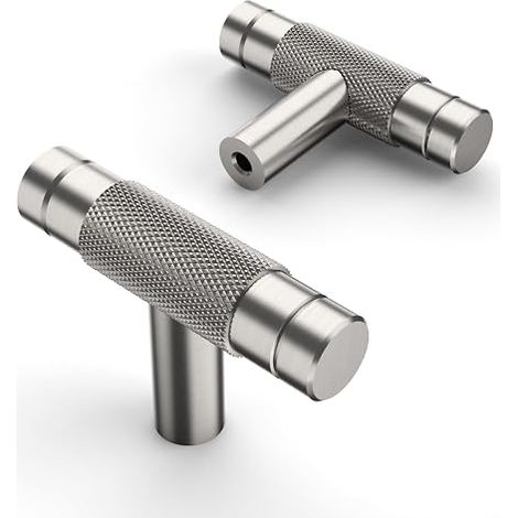 5 Pièces T-Bouton de Meuble Argenté de Porte pour Porte Cuisine Boutons de Placard Bouton Poignée Cuisine Poignet Meuble (1/5)