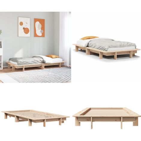 vidaXL Massivholzbett ohne Matratze 100x200 cm Kiefernholz
