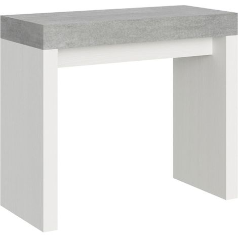 Consolle allungabile 90x40/300 cm Roxell Mix piano cemento - struttura bianco frassino (1/5)