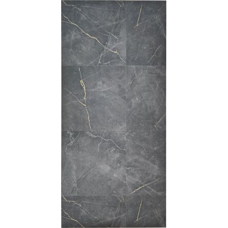 Tapis Vinyle Long Motif marbre veiné pour Cuisine, Salon, Bureau antidérapant avec détails dorés (1/5)