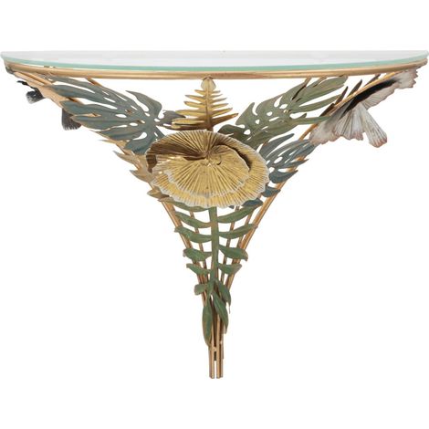 Comodino da muro AMAZ in ferro e vetro decorazione tropicale 44,5 cm (1/5)