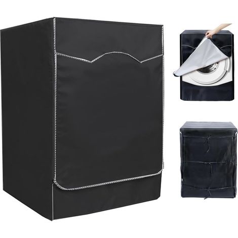 Housse de machine à laver 60 x 60 x 85 cm, housse de machine à laver à quatre côtés avec double fermeture éclair, housses imperméables pour lave-linge et sèche-linge à chargement frontal (1/5)